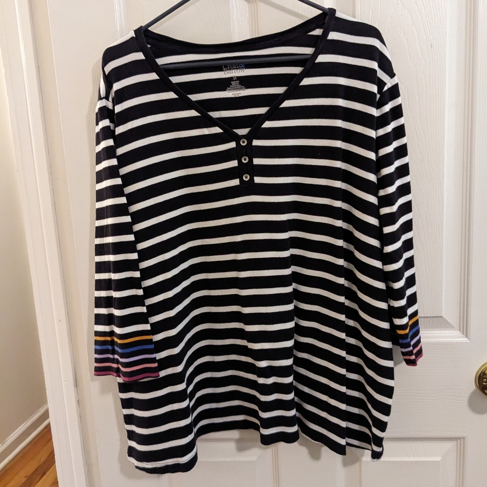 Women's Striped Black and White Top